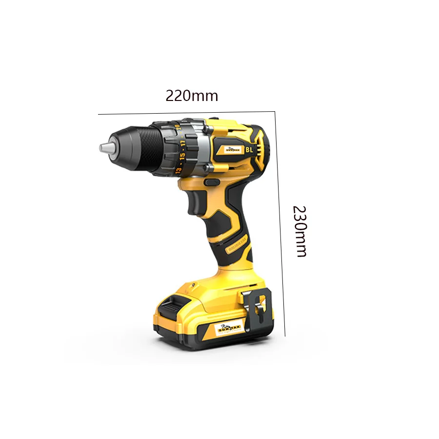 Good quality and powerful impact lithium electric drill 20v cordless brushless electric drill dual battery pack