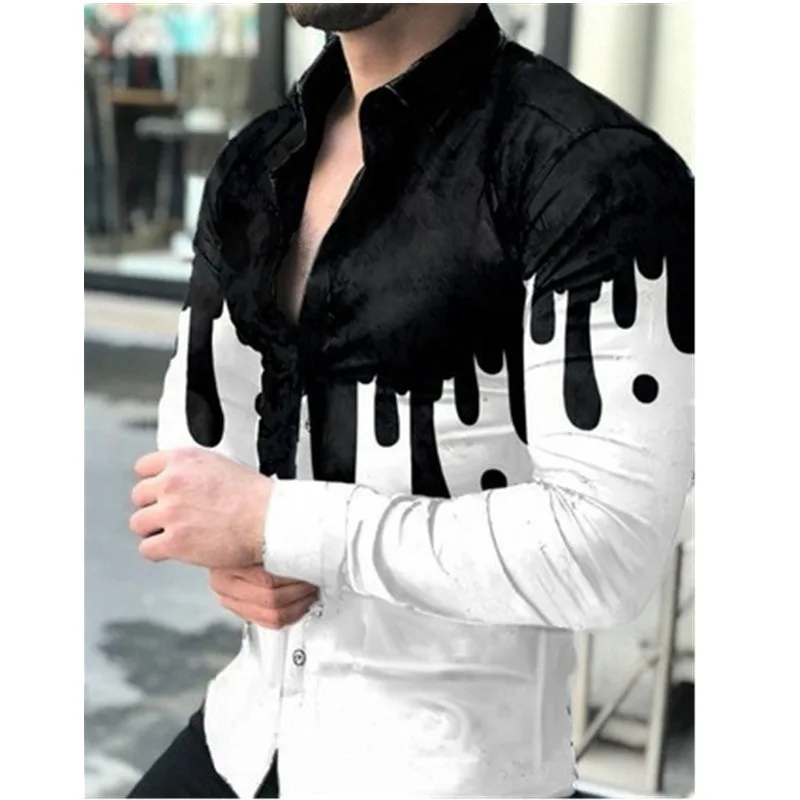 Custom wholesale Lapel single breasted Hawaii long sleeve plus size beach shirt top man flower shirt 3d print t shirt