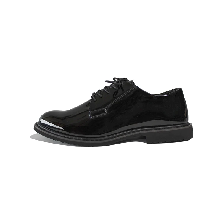 Black low cut lace up shinny leather formal office shoes for men