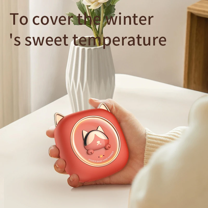 Wholesale Custom  Cartoon Pet Cute Cat 3600mAh Portable Mini Electric USB Type C Rechargeable Hand Warmer Power Bank