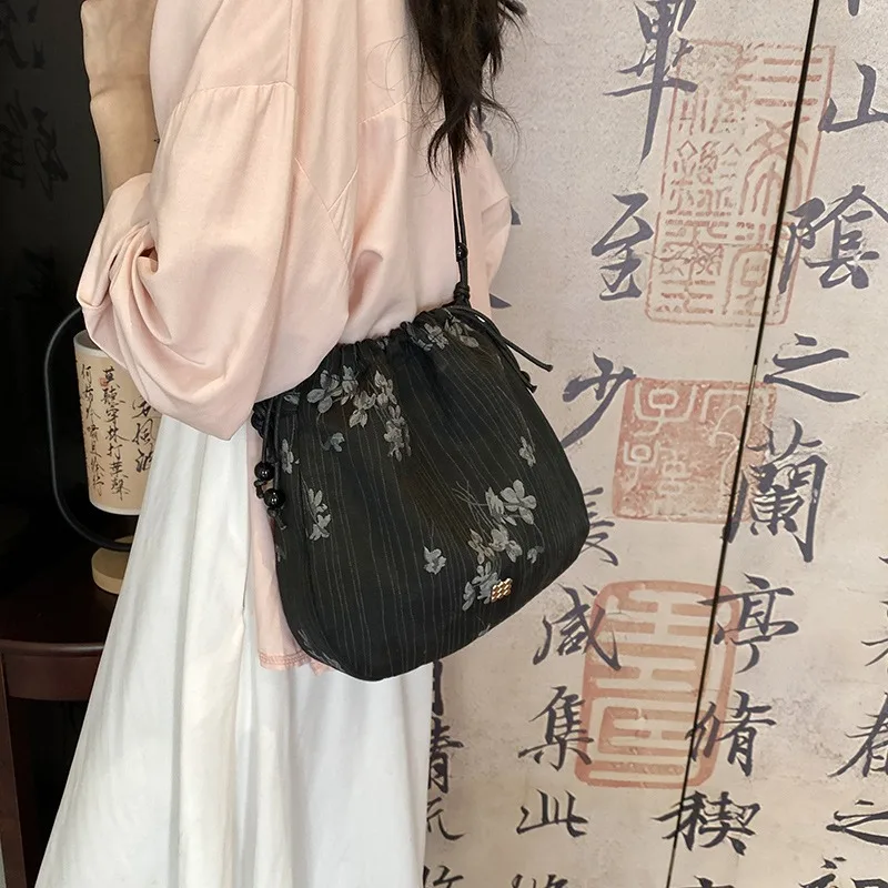 Gu Feng Han элемент Qipao 2024 новая Ретро парчовая сумка с застежкой уникальная плетеная Сумка через плечо бисером