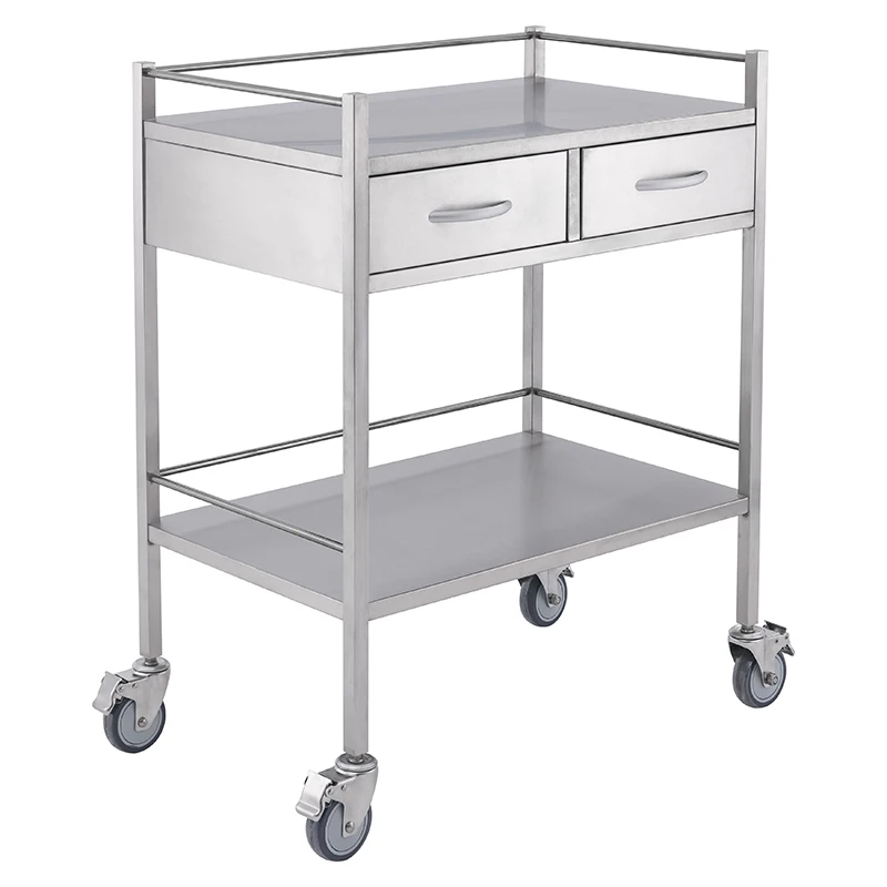 Metal Instrument Trolley drawer medical trolley with stainless steel casters