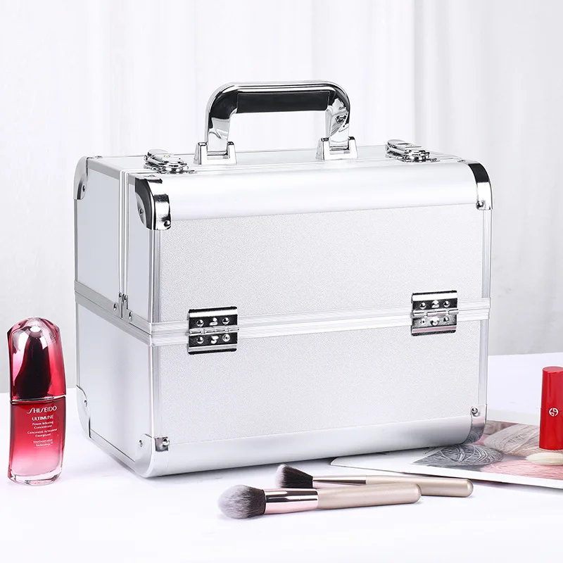 Cosmetics Make Up Trolley Beauty Case Vanity Box Large Capacity Beauty Salon Professional Aluminum Makeup