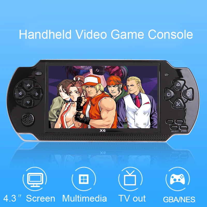 X6 Video Game Console Player for Gamapad Handheld Retro 4.3 inch Screen 8GB Mp4 MP5 Support TV OUT Camera Video E-book
