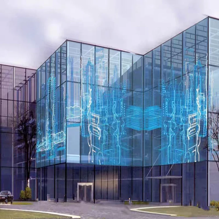 Outdoor Waterproof Clear Digital Signage Poster Advertising Led Video Wall Panel Mesh Flexible Led Transparent Display Screen