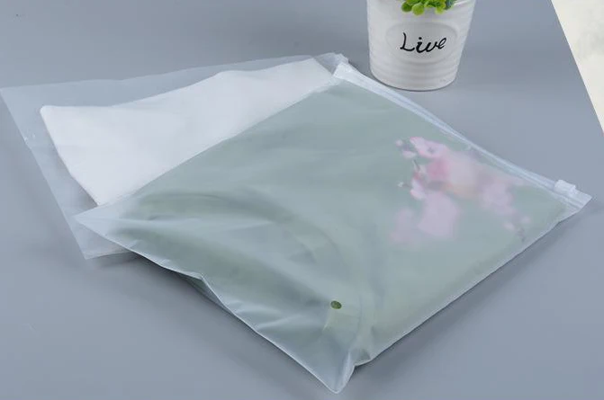 Customized printed logo matte frosted ziplock bags pvc pe zipper lock plastic zip bag for clothes