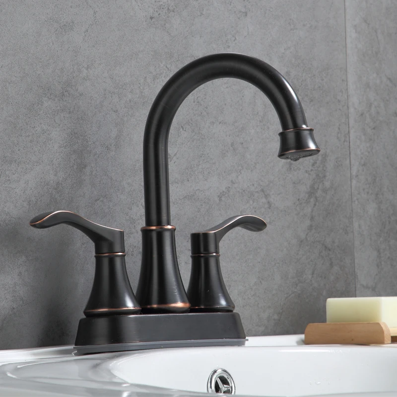 4-Inch Centerset Lavatory Basin Faucet Classic Contemporary Design 3 Holes Polished Surface Double Handle Mixer Tap NBYT-5111