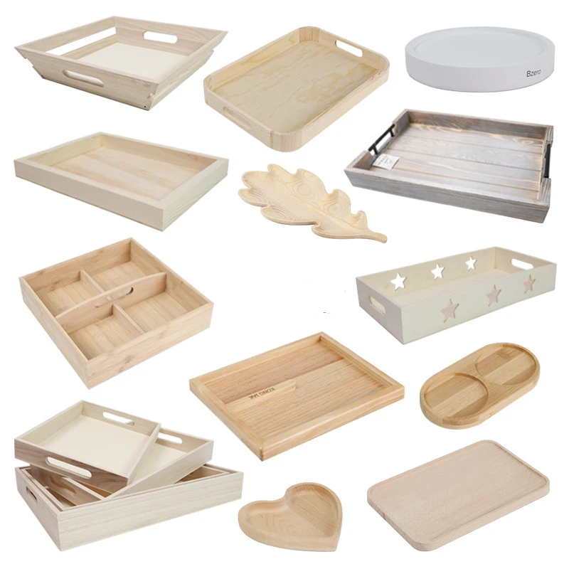 Ebony solid wood tray dining plate tea plate Japanese household water cup rectangular plate hotel restaurant wooden tray