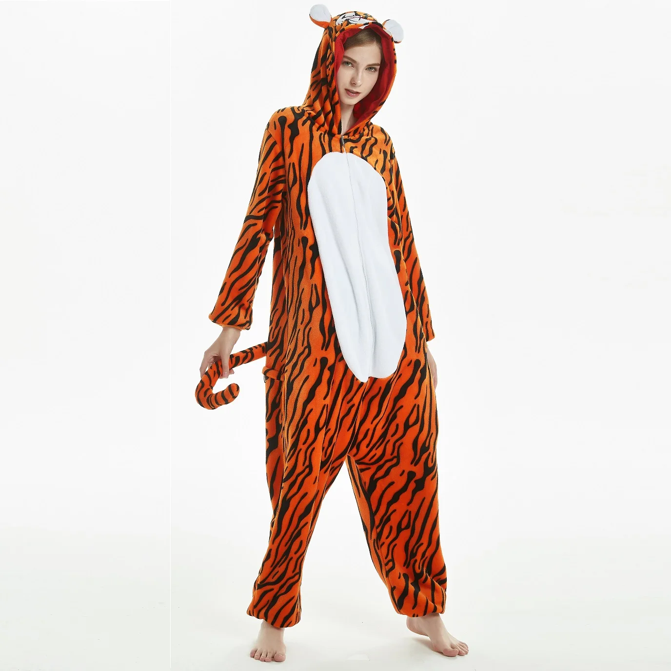 IN-STOCKED Retail Wholesale TV & Movie Costumes Anime Costume Pajamas Tiger Halloween Cosplay Sleepwear Animal Onesies Bodysuit