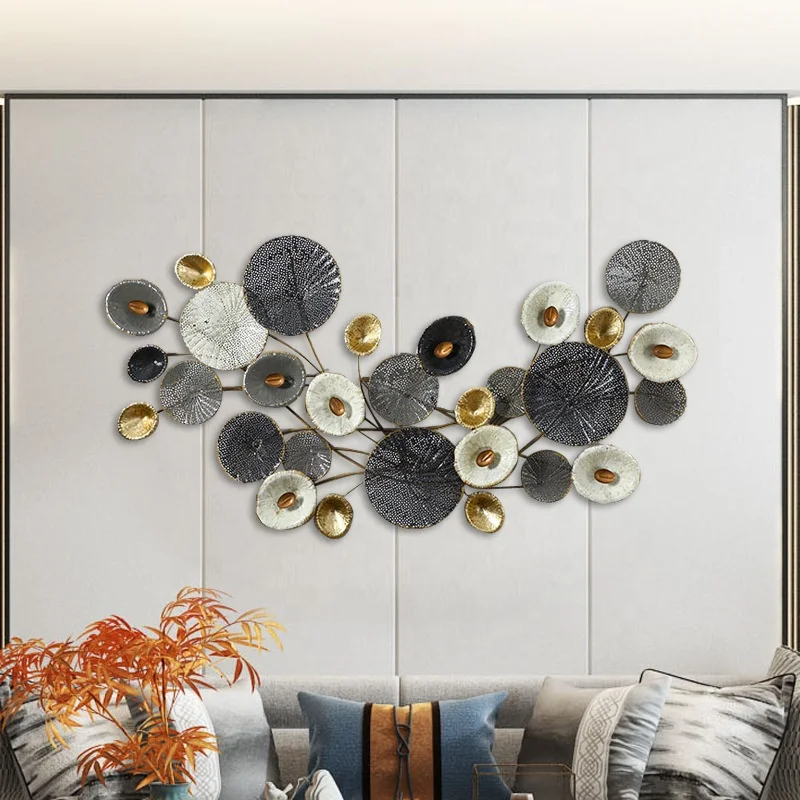 High Quality Nordic Modern Metal Wall Art Home Decorations Wall Frames Panel Hallway Decorative Lotus Leaves Hanging