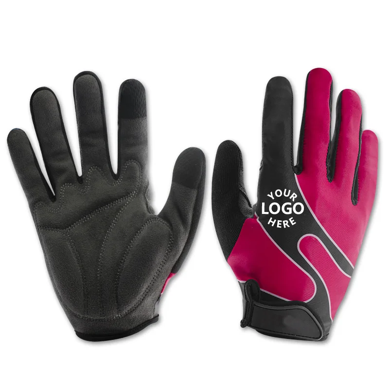 GBM wholesale custom sublimation outdoor windproof full finger gel cycling gloves