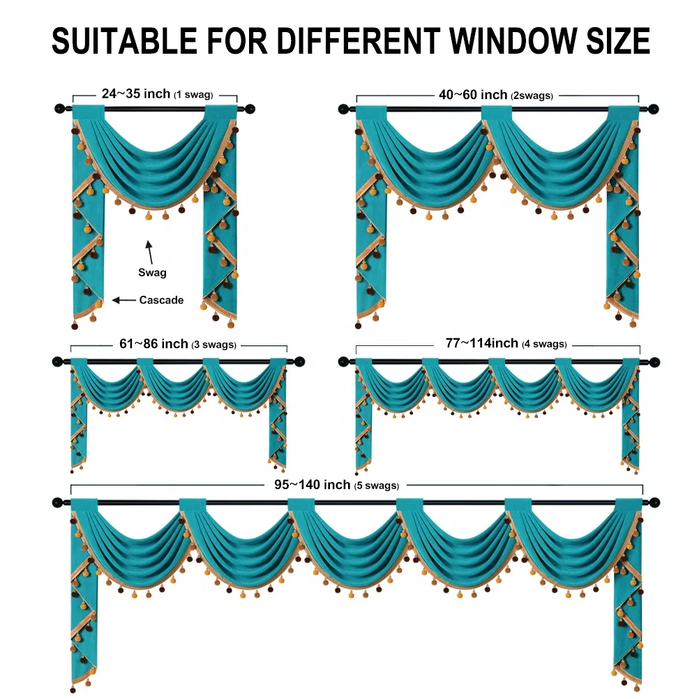 European Royal Solid Velvet Curtains for the Living Room with Valance Ready made Curtain Pelmet For Home