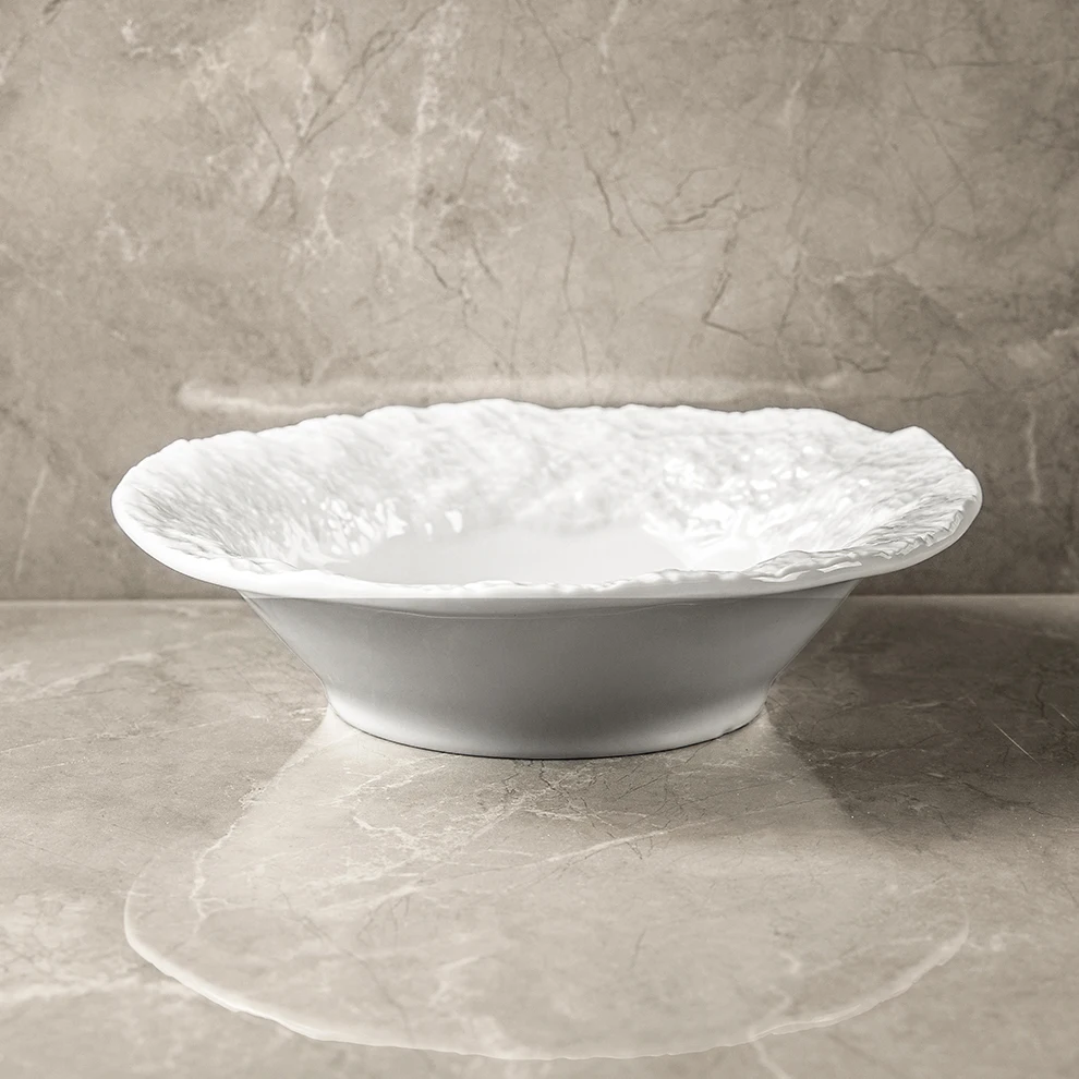White Color Restaurant Ceramic Dishes Home Use Novelty Soup Vajialla Pratos Catered Events Salad Fruit Porcelain Serving Bowls