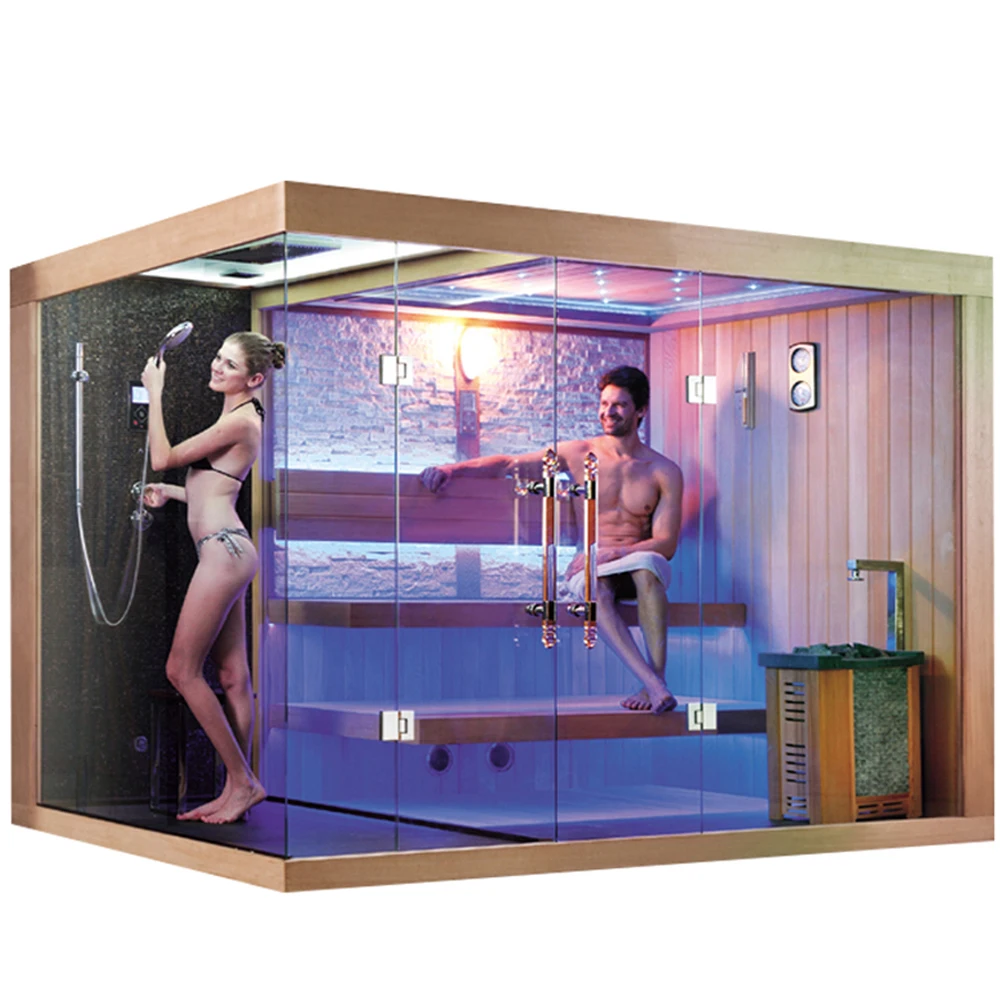 luxury big indoor 4 8 person ozone wet steam sauna room hammam bath price in Poland for sale