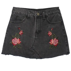 Women Skirt 2020 Fashion Casual Summer Short Embroidery Jean Skirts Mini Denim for Ladies