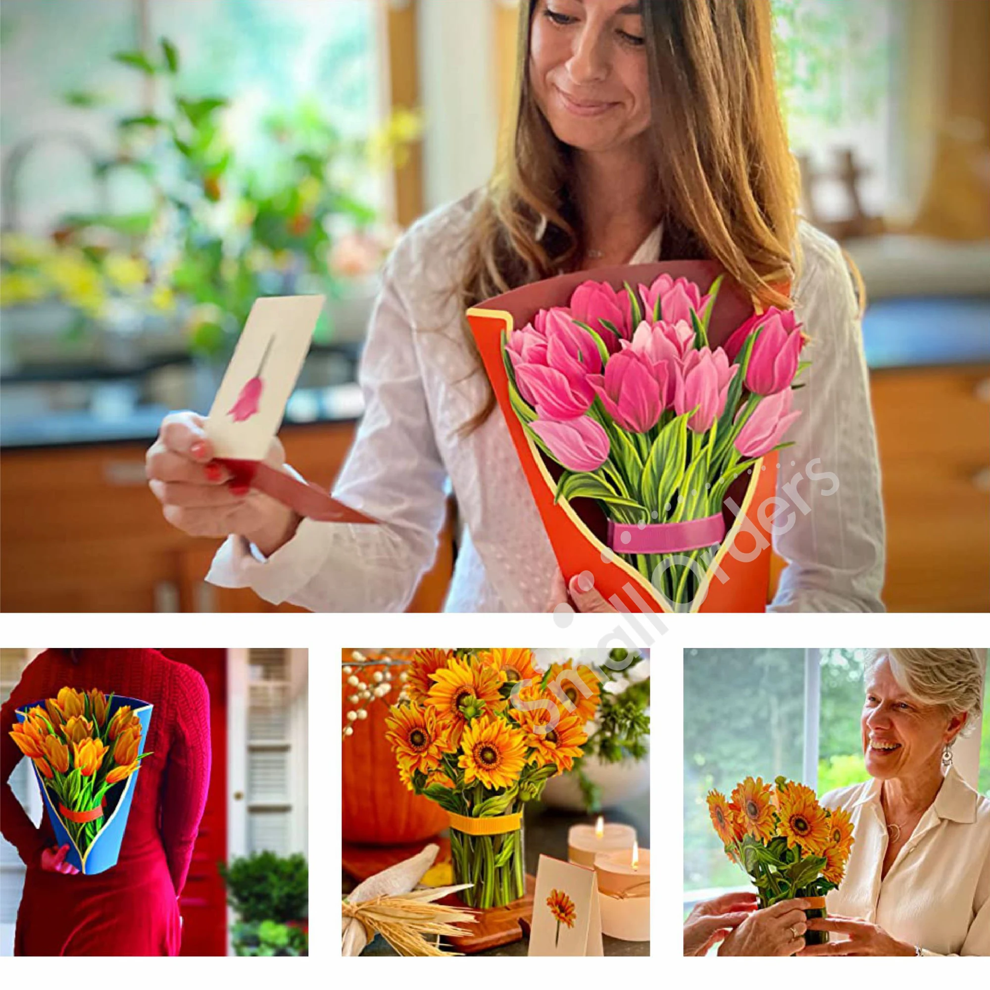 novelties 2025 Custom promotional novelty gifts 3D Pop Up Popup Flower Greeting Cards items with Blank Note Card and Envelope