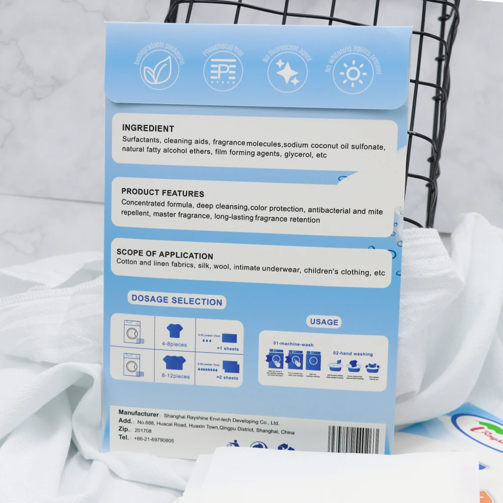 commercial laundry detergent paper laundry strips washing sheet  Eco-friendly Formula 30 sheets