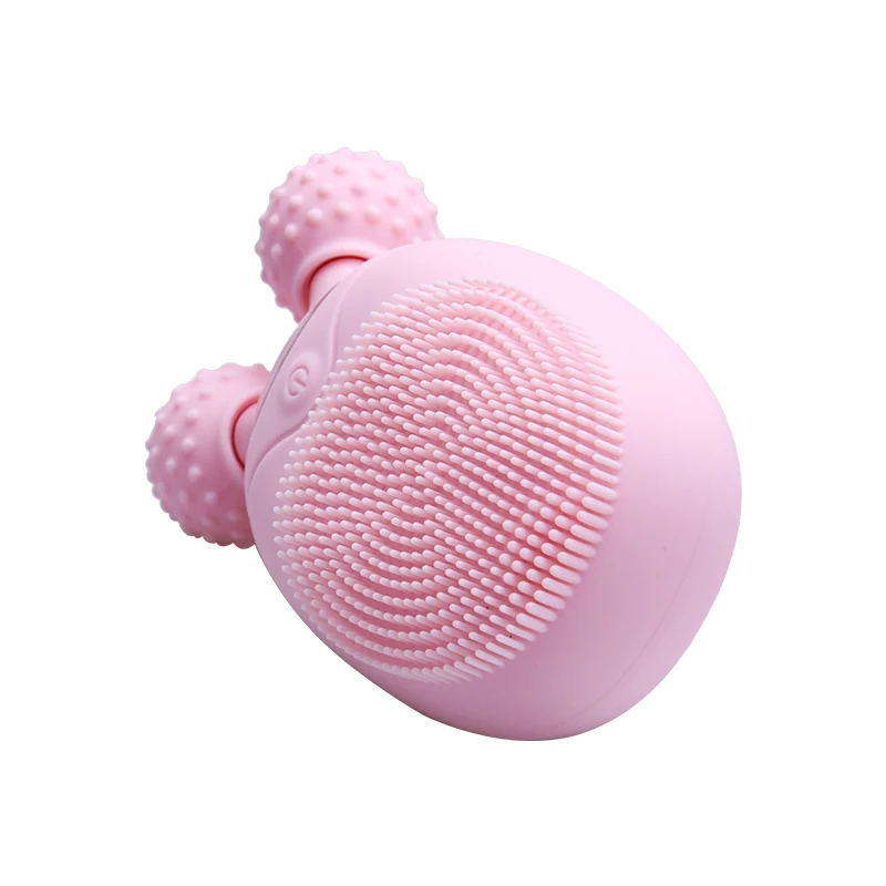 Dropshipping Beauty Products Facial Cleansing Brush Massage Face Roller Electric Sonic Facial Cleansing Brush Silicone 2 in 1