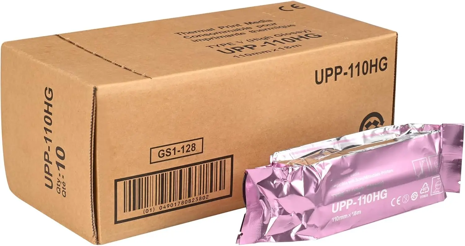 Recyclable UPP-110HG Type V High Gloss Ultrasound Paper Film/Media 10 Rolls 110 mm x 18m Replacement Sony Personal Care