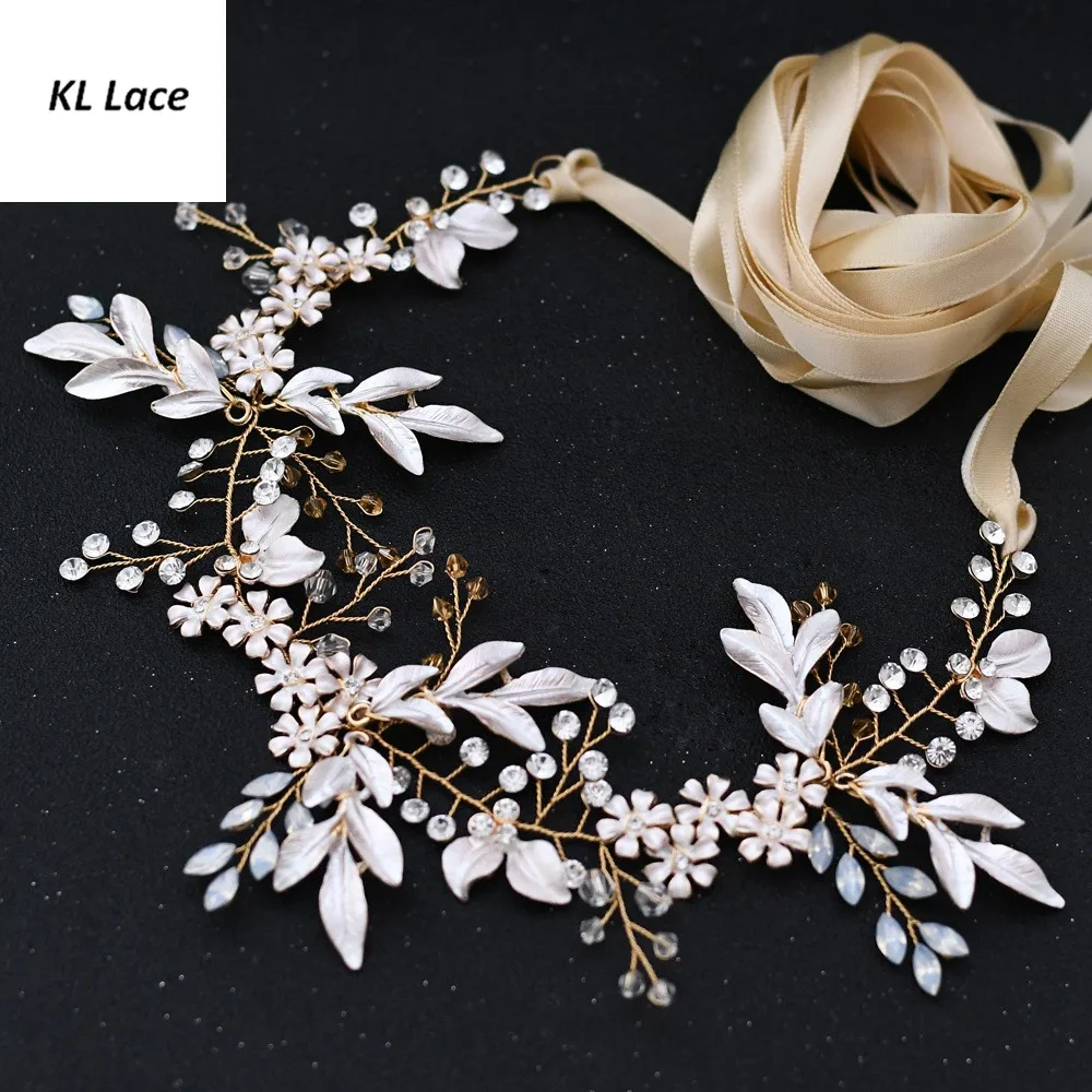 Alloy Garland Waist Jewelry belt crystal rhinestone Waist band with silk ribbon for bride wedding formal dress ornament