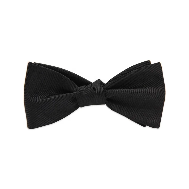 Классический черный Регулируемый мужской галстук-бабочка на заказ, однотонный Шелковый тканый Школьный Галстук-бабочка