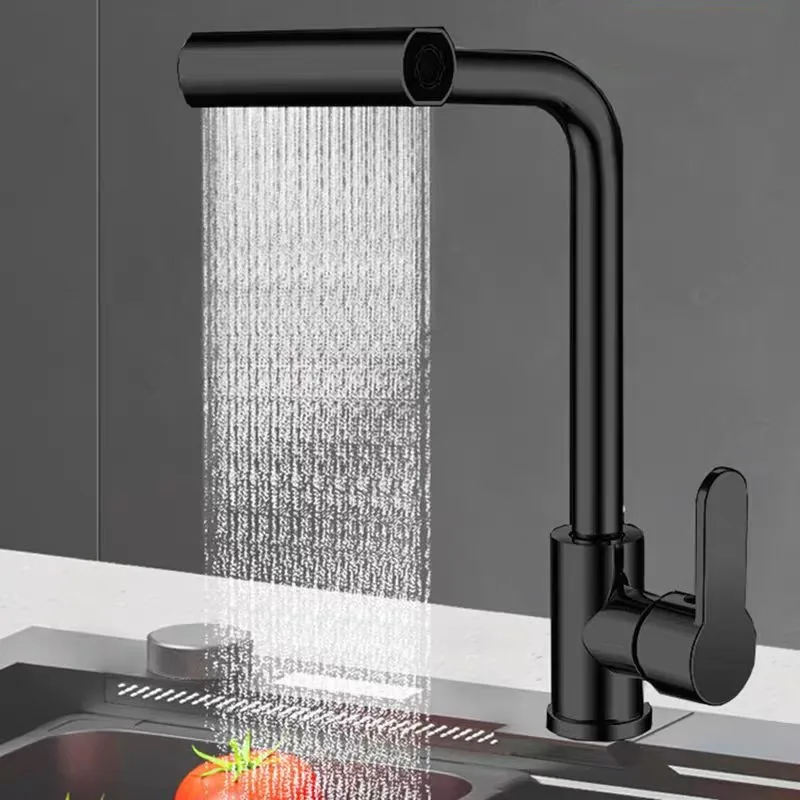 Contemporary Kitchen Faucet Ceramic Valve Core Cold Hot Water Rotary Sink Deck Single Hole Vegetable Washing Basin Four Modes