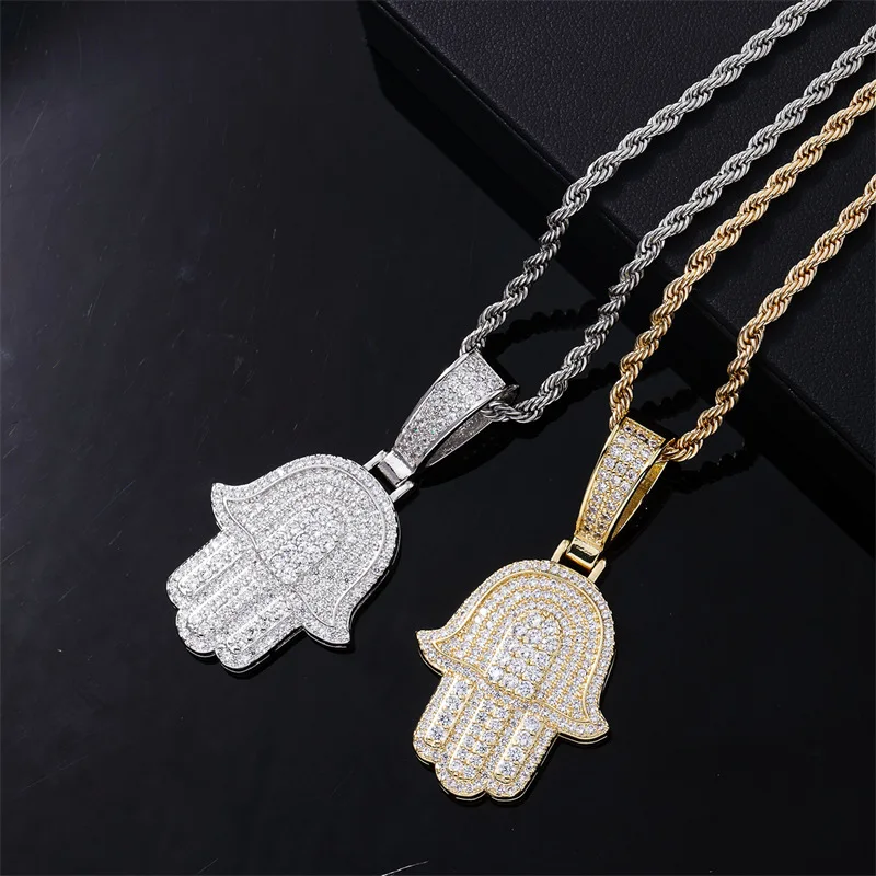 Set jewelry for women 18k gold plated hamsa hand pendant s925 vvs moissanite tennis chain hip hop jewelry