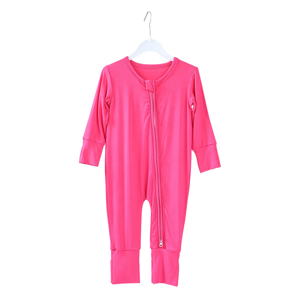 Puresun kids 100% bamboo body suit solid colors newborn baby zipper sleepwear infants unisex romper with fold cover