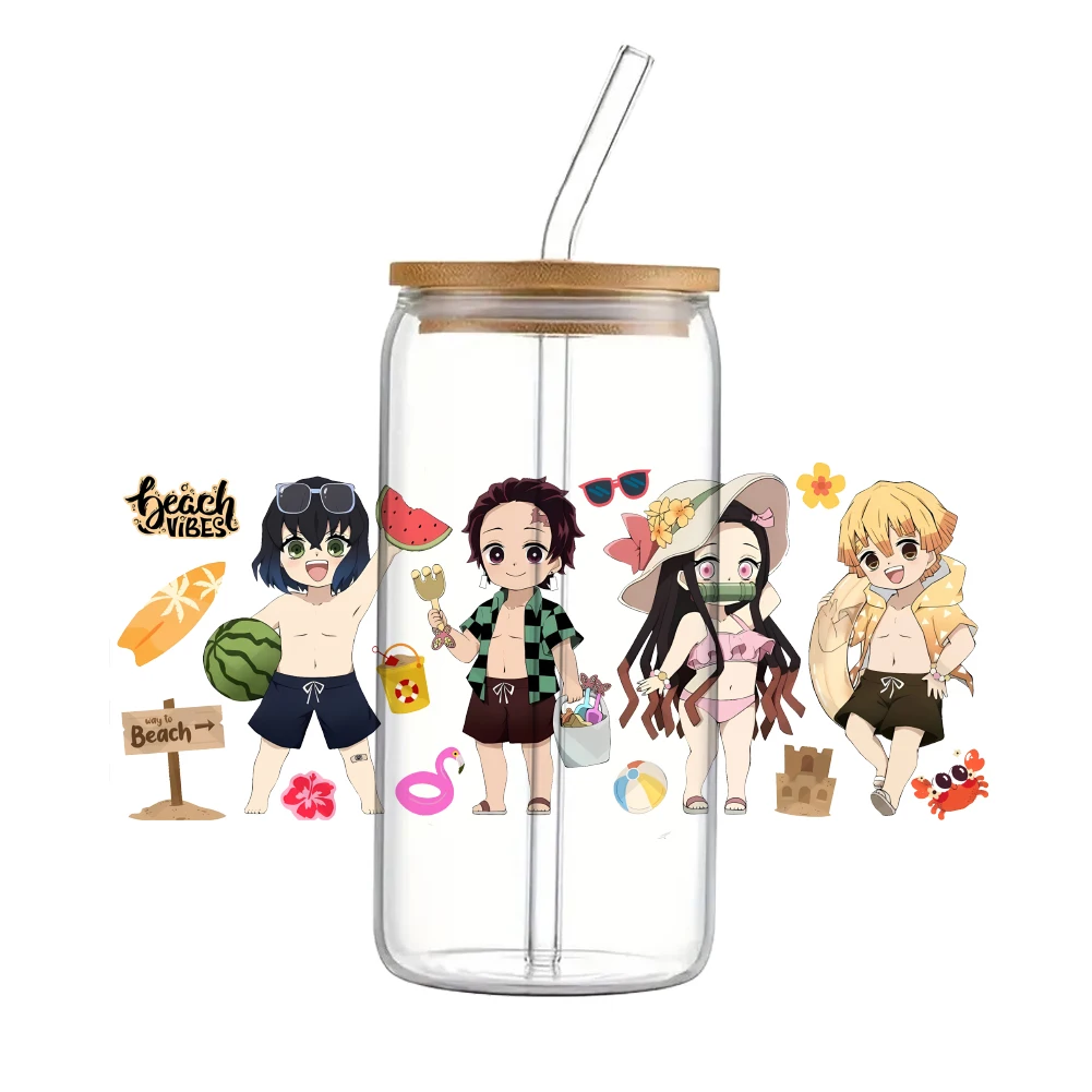 Cartoon character Japanese UV Waterproof DTF Sticker 16oz Cup Wraps  For DIY Glass Ceramic Metal Cup wrap Sticker