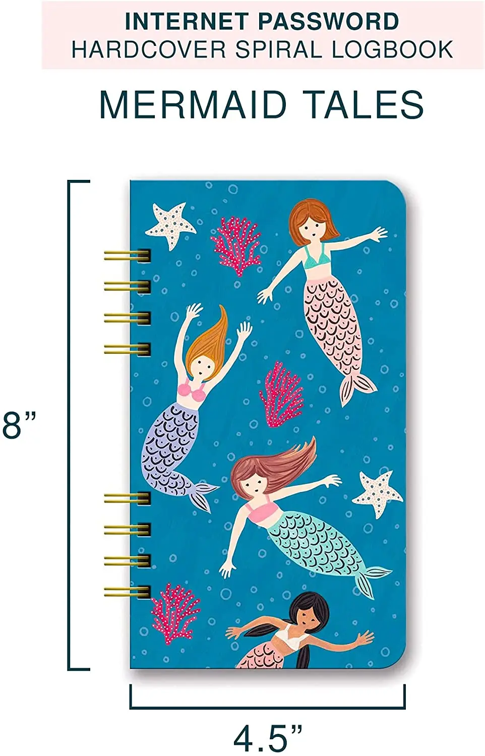 Portable Hardcover Spiral Internet Password Logbook with Passwords & PINs and Alphabetical Tabbed