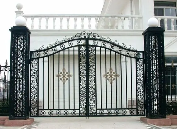Design of American luxury decorative safety door wrought iron gate arch design