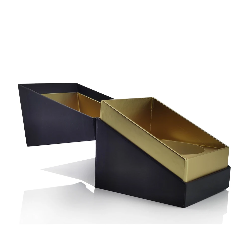 Luxury custom logo white black special hard paper EVA velvet insert magnetic flip lid drawer box perfume packaging box