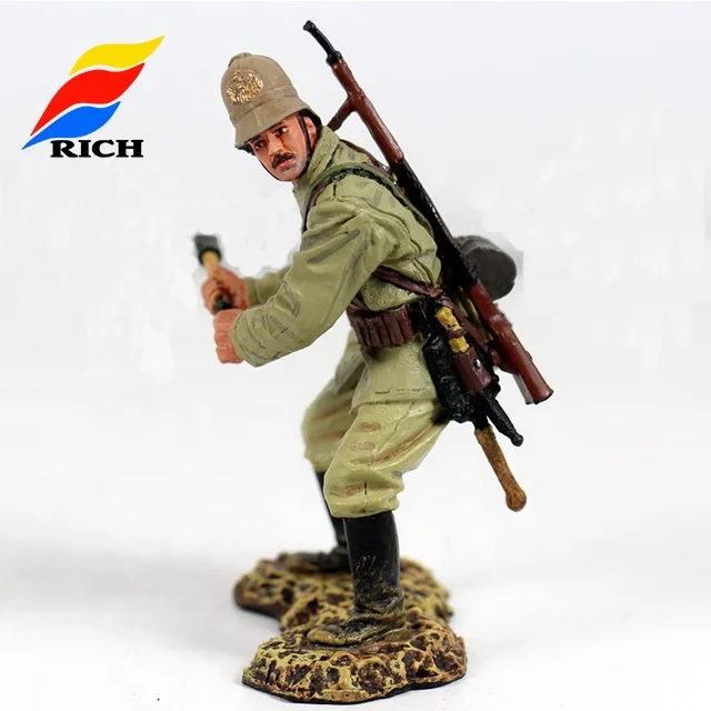 Cheap Custom Hand Painting WWII 54mm Miniature Pewter Toy Soldier