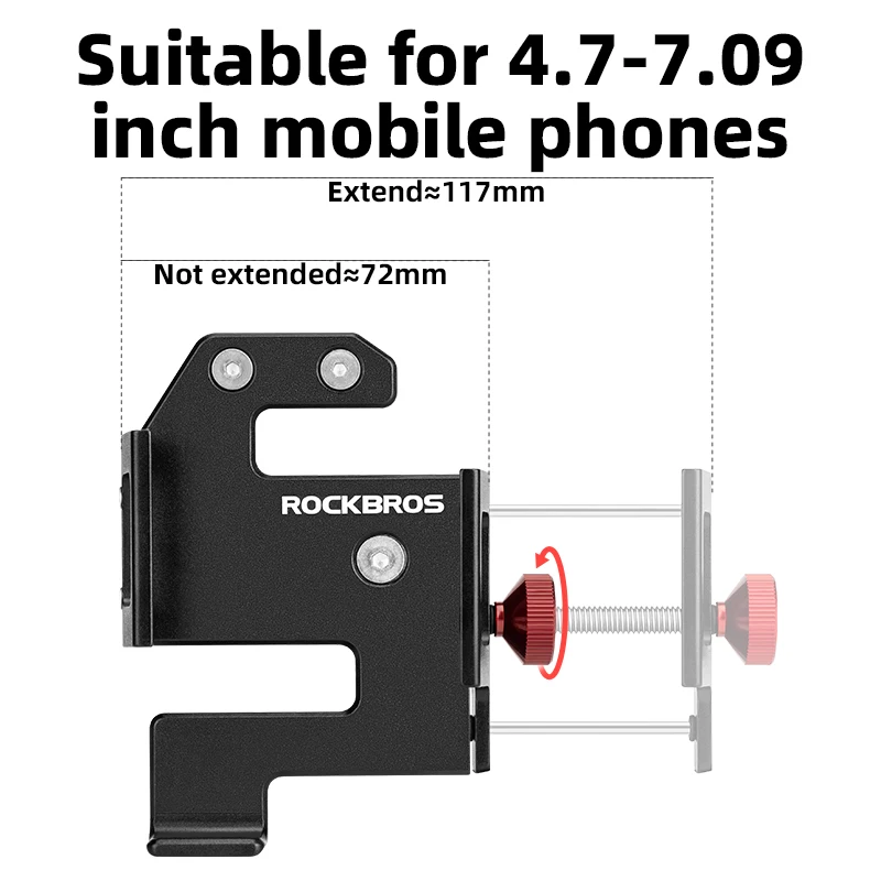 ROCKBROS Wholesale Bike Adjustable cell Motorcycle phone stand holder Universal Anti-Slip Aluminium Alloy Bike GPS Clip