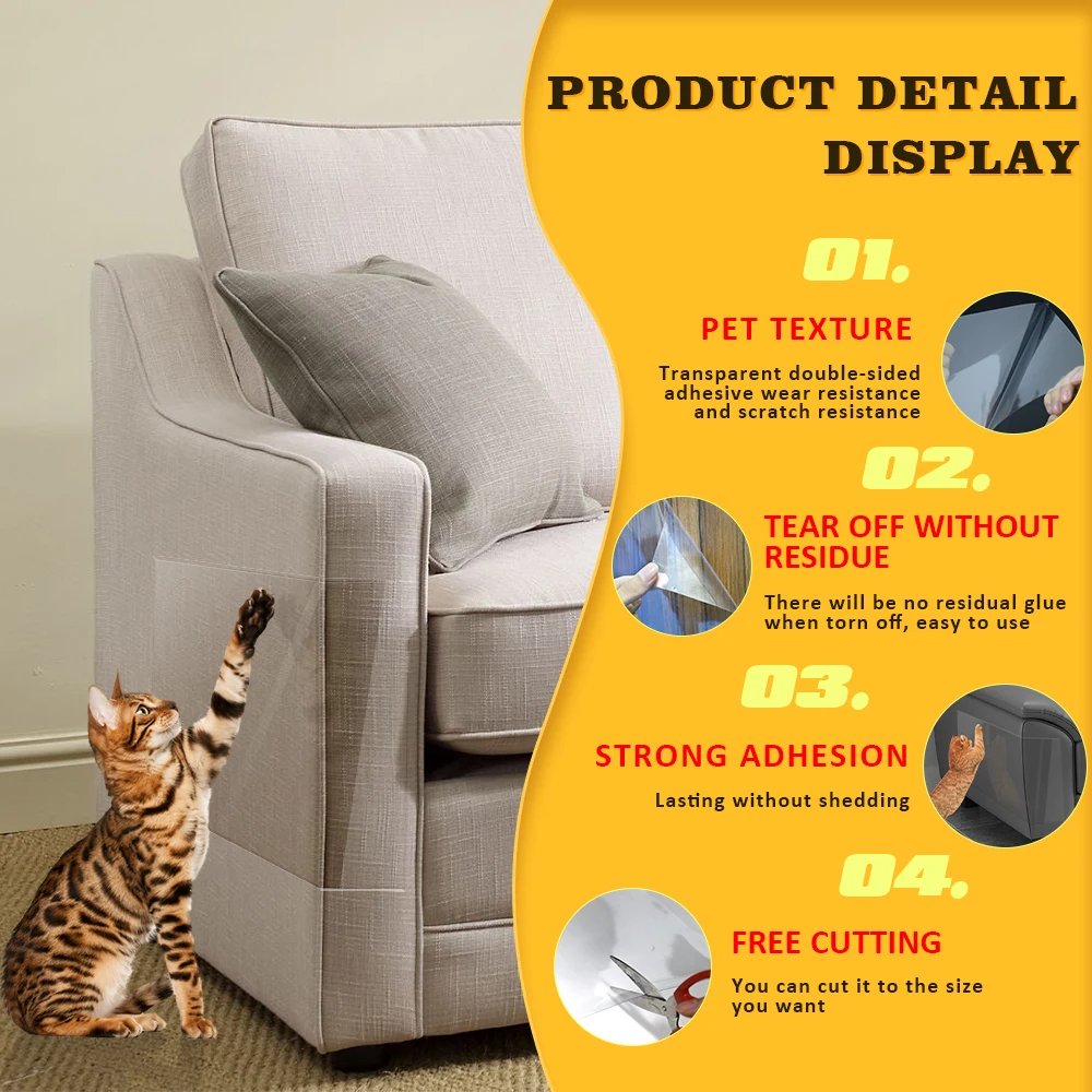 Single-sided high transparency furniture sofa cat anti-scratch sticker anti-cat scratch tape
