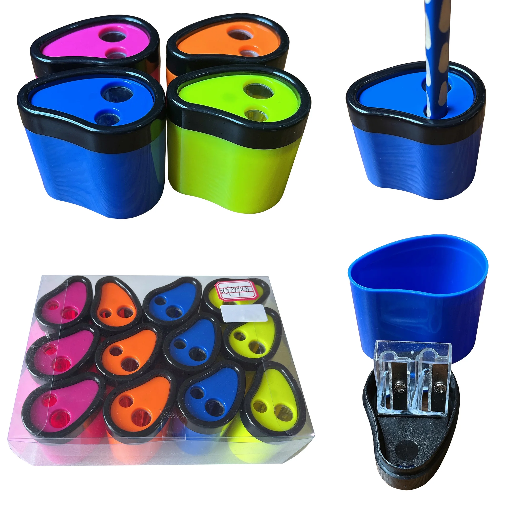 Factory Custom Mini Pencil Sharpener Metal Plastic Pencil Pencil Sharpening Tool Stationary for Students Mix Colors Bulk Packing