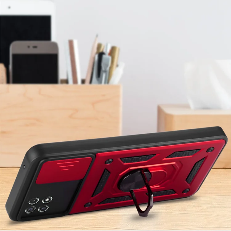 For Redmi note 10 4G 3 in 1 Push Window 360 Degree Finger Ring Bracket Phone Case for poco M3 mobile cover