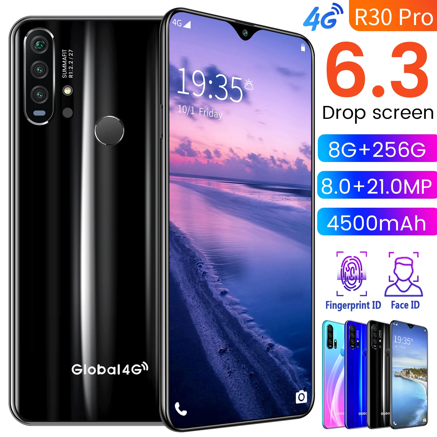  В наличии цена R30 Pro смартфон в Китае вентилятор 6 2-дюймовый экран Android Робот аксессуары