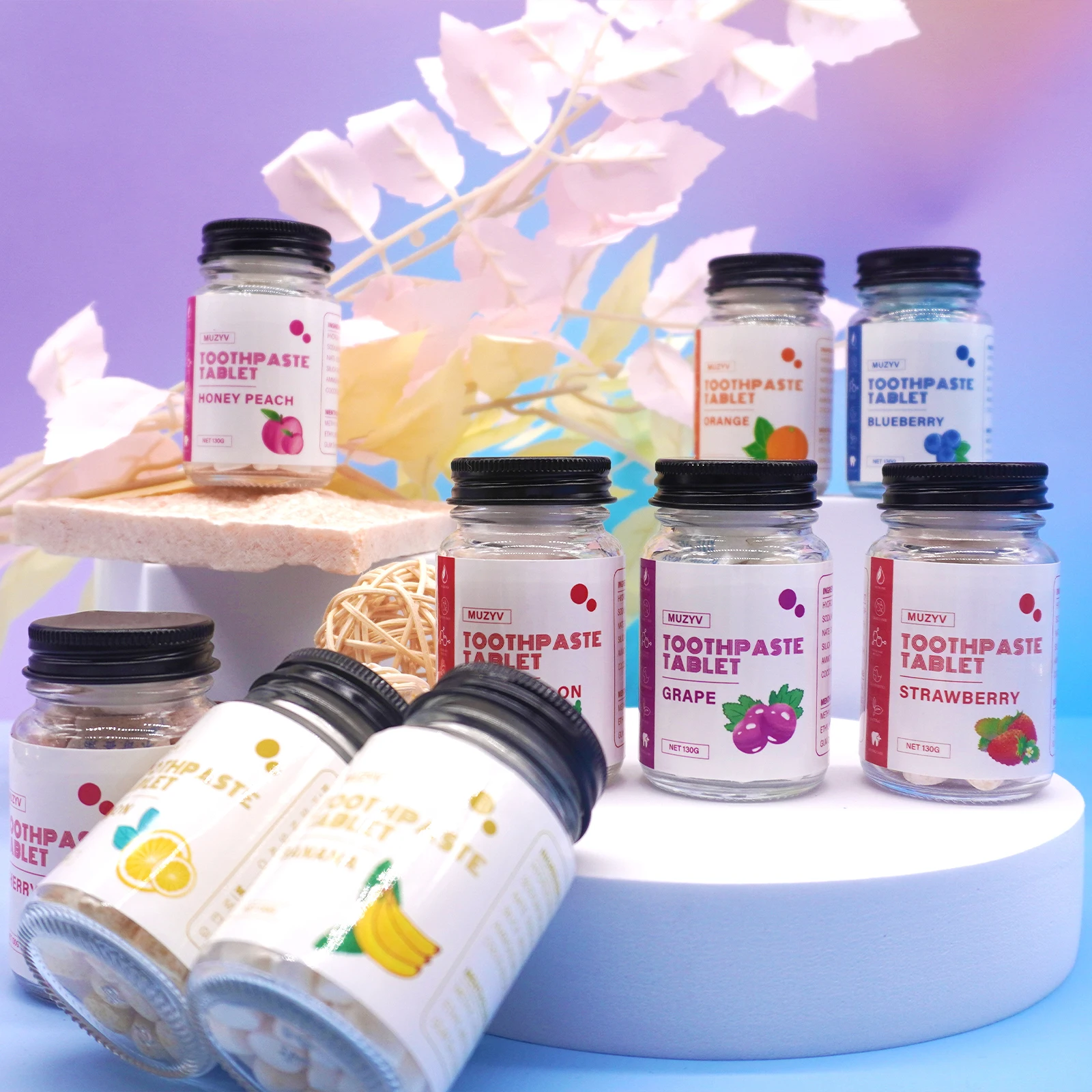 Muzhv Toothpaste Bits with Nano Hydroxyapatite - Eco and Travel-Friendly Whitening Toothpaste Tablets (Mint) 62 Count