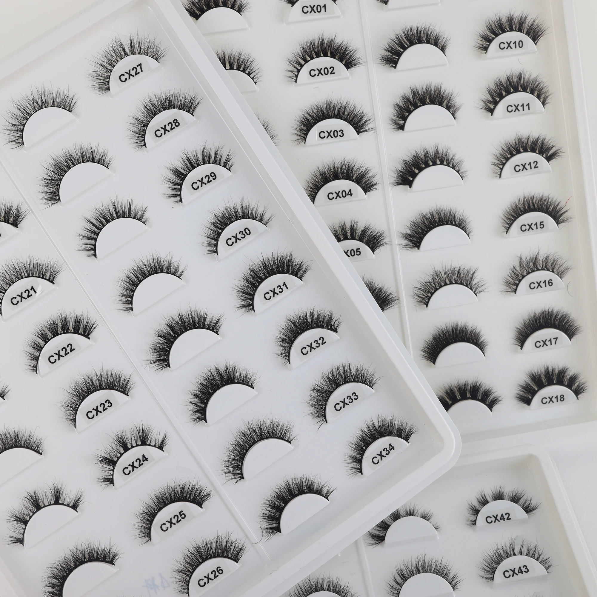 Premium hand made natural black mink lashes custom packaging box mix levels real fur lash wholesale full strip lashes makeup