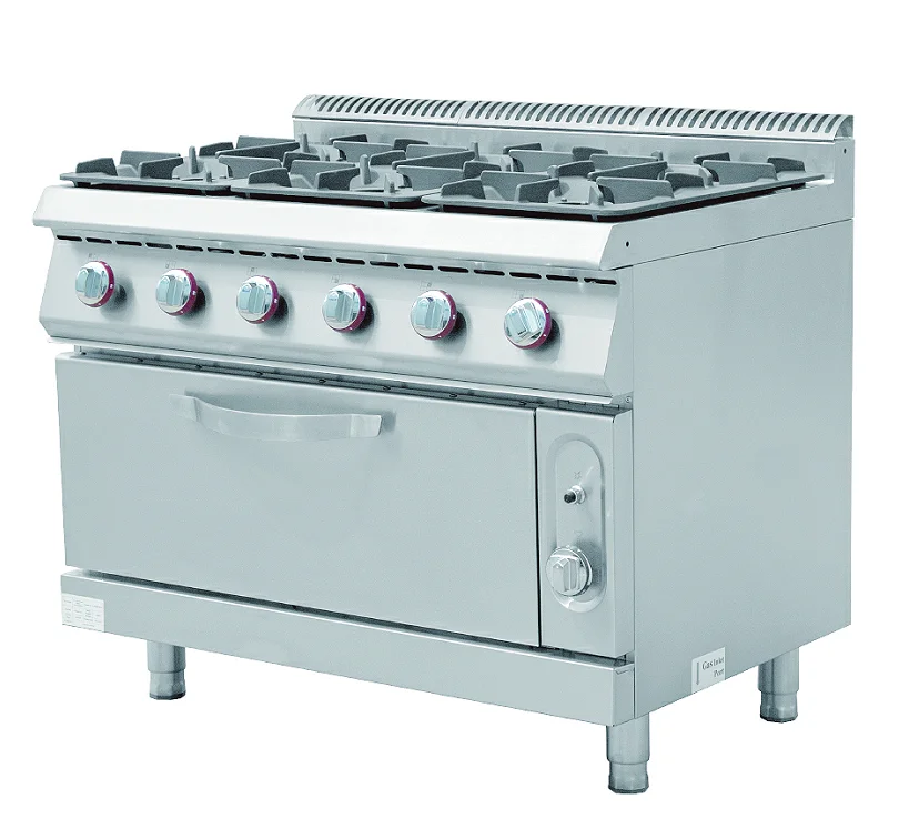 freestanding industrial kitchen restaurant hotel commercial 6 burner gas range cooking stove with oven