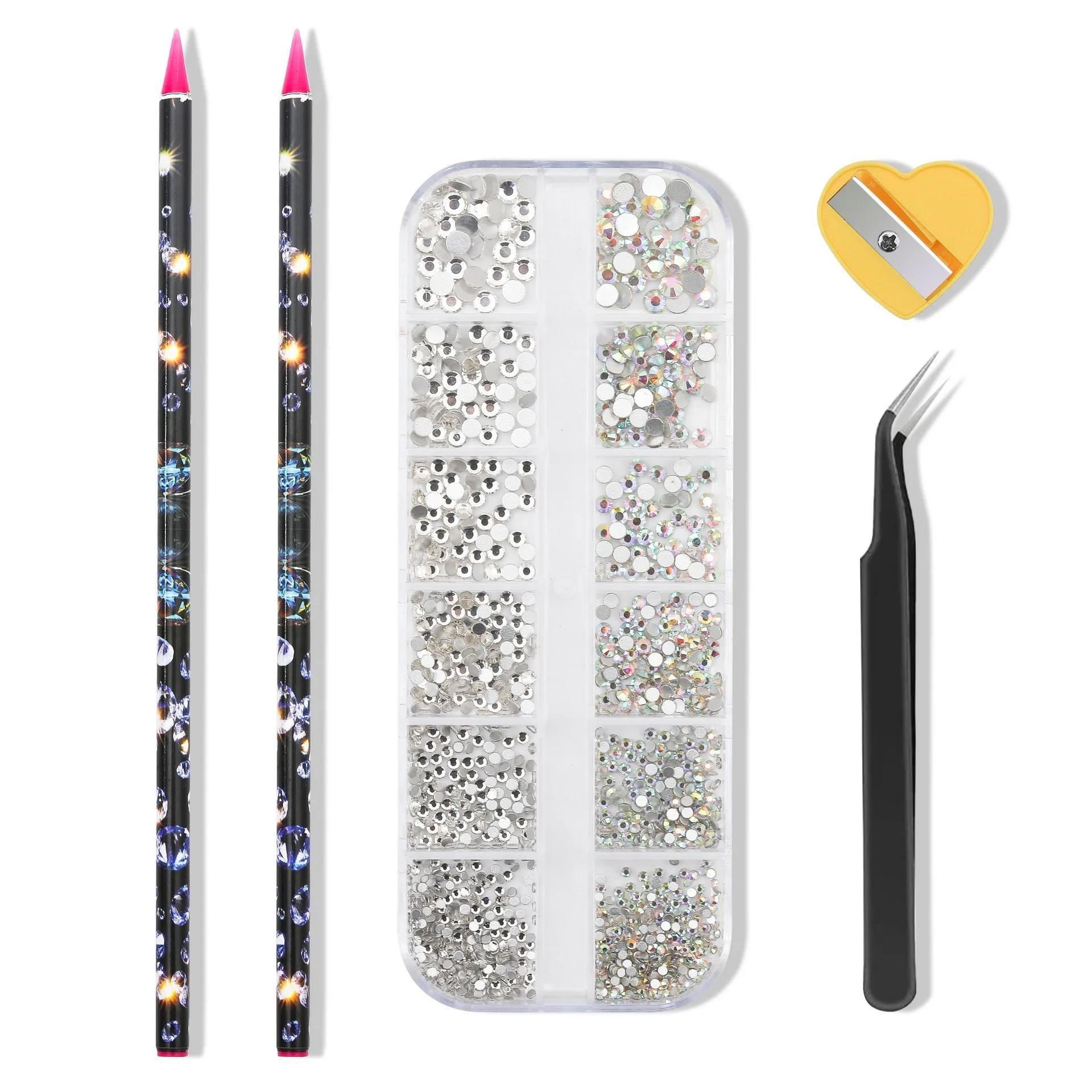 Nail Tools Set Manicure Tweezers Pencil Sharpener Nail Rhinestone Picker Dotting Wax Pen