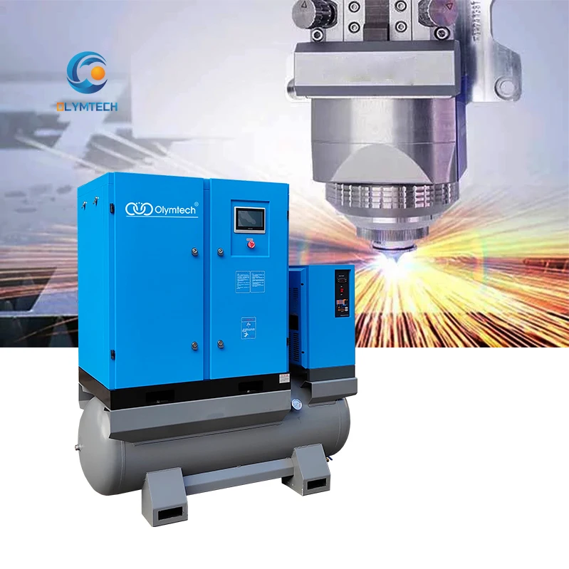 7.5 KW 10HP 4IN1 direct driven air screw compressor with air dryer ,air tank,air filters silent high efficiency air-compressors