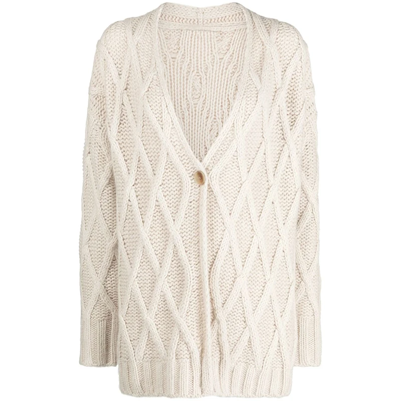 2024 Ladies V Neck Knitted Top Knitwear Fashion Plus Size Knit Cardigan Long Sleeve Women Loose Casual Sweater