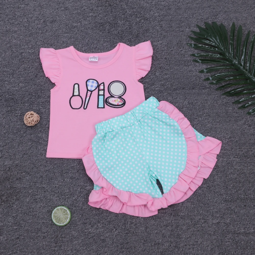 RTS summer baby girl outfit kint cotton fabric baby girls set toddler girls clothing