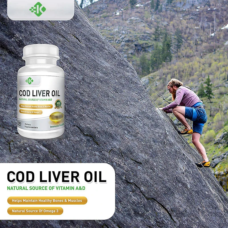 Private label support for brain, heart, eyes, and immune health Omega 3 fatty acid EPA and DHA cod liver oil soft capsules