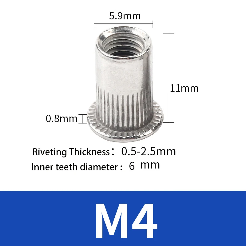 Rivet Nut Flat Head Straight Knurled Open Hole Thread Insert Pop Rivet Nut