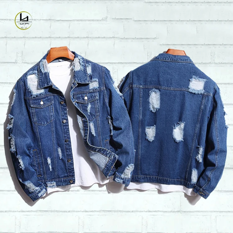 Новые модные куртки, мужская повседневная рваная джинсовая куртка большого размера, мужские джинсовые куртки на заказ