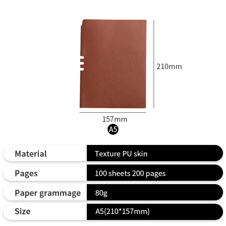 Promotional Leather Note Book Journal Gift Soft Cover Student A5 Note Book for Office