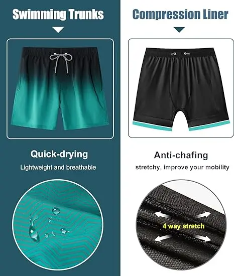 Quick Dry Mens Swim Trunks 4 Way Stretch Beachwear Custom Board Shorts for men